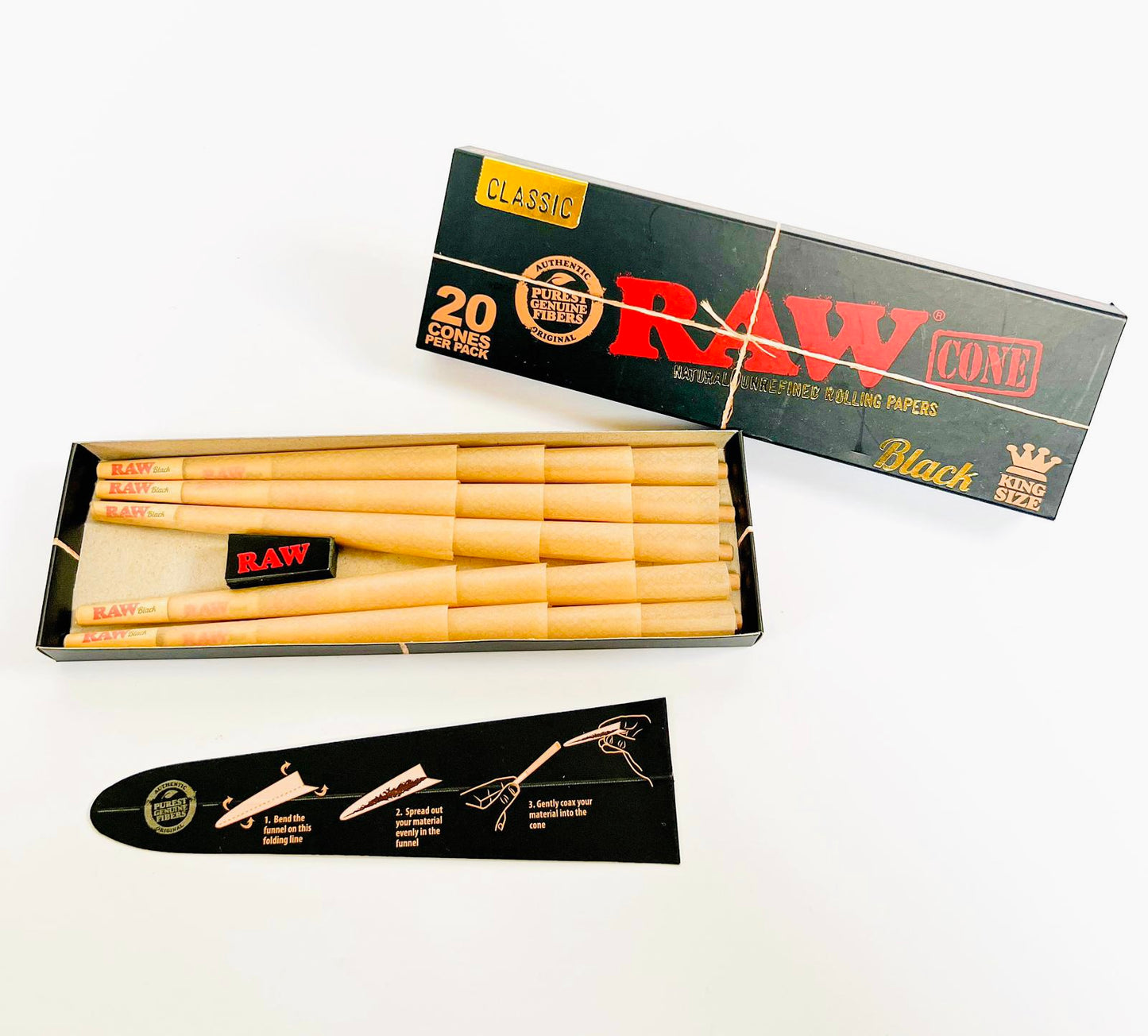 RAW Black Kingsize pre-rolled cones : 20 pack